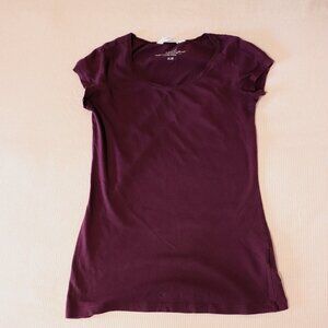H&M Purple/Plum Scoop Neck Cotton T-Shirt
